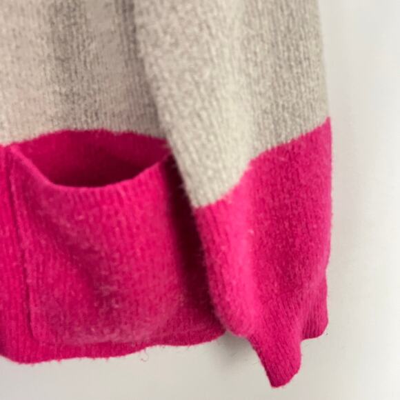 See U Soon Oversized Cardigan Sweater Women Size Medium Colorblock Tan Pink - Picture 7 of 9